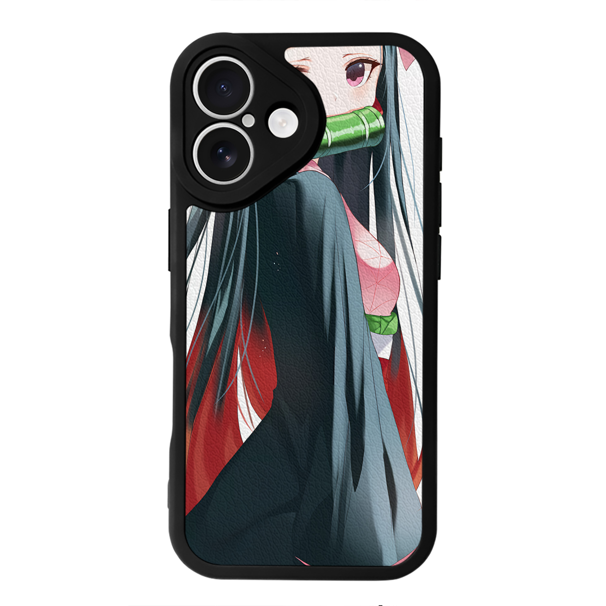 （画像用） 鬼滅の刃（きめつのやいば）竈門 禰󠄀豆子／かまど ねずこ Kamado Nezuko 【iPhone 16シリーズ対応】シリコンスマホケース（レザー調） 材質：シリコン